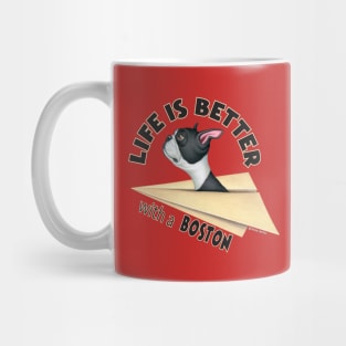 Fun awesome Boston Terrier in Paper Airplane Mug